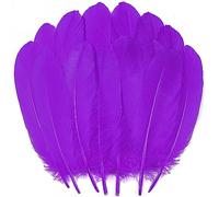Plumas de ganso moradas - 120 plumas de 6 a 8 pulgadas a granel para manualidades, alas de ángel, atrapasueños y decoración de fiesta de Mardi Gras