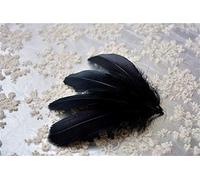 Plumas de ganso sueltas, 70 colores, para sombreros, tocados, artesanías, decoraciones, lámparas, persianas, disfraces 10 unidades Black #01