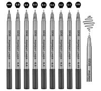 Plumas de Línea Fina, Funnasting Negros Punta Fina (0,05 mm- 0,8mm) Fineliner Drawing Pens para Ilustración Manga Dibujo Redacción Office de Documentos