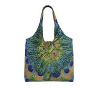 Plumas de pavo real de moda,Bolsas de mano reutilizables, bolsas de supermercado, bolso de hombro de lona de gran capacidad