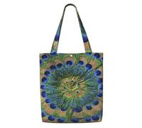 Plumas de pavo real de moda，Bolsas de supermercado reutilizables, bolsas de compras, bolsas de lona de gran capacidad, bolso de hombro