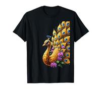 Plumas de Pavo Real ornamentadas Orquídea Pájaro exótico Naturaleza Camiseta
