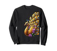 Plumas de Pavo Real ornamentadas Orquídea Pájaro exótico Naturaleza Sudadera