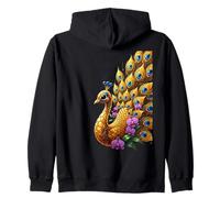 Plumas de Pavo Real ornamentadas Orquídea Pájaro exótico Naturaleza Sudadera con Capucha