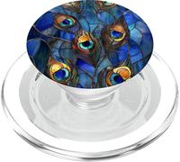 Plumas De Pavo Real Patrón Floral Flores Animales Manchados PopSockets PopGrip para MagSafe