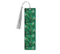 Plumas de pavo real verde impresión accesorios de lectura marcador de madera marcadores únicos para libros de tapa dura revistas