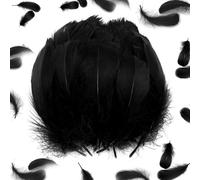 Plumas Decoracion Negras,100 Piezas Pluma de Ganso,Plumass Naturales,Plumas Manualidades Negras,Plumass de la decoración para Disfraces Hats,Bolsos,aretes,atrapasueños de Bricolaje,Festival de Bodas