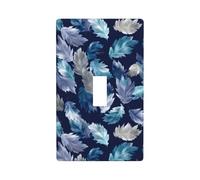 Plumas en azul oscuro, cubierta decorativa para interruptor de luz, 1 interruptor, placa de pared para cocina, granja, dormitorio, baño, decoración artística
