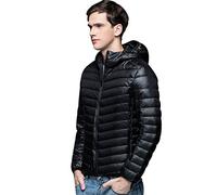 Plumas Ligero Hombre Plumiferos Hombre Con Capucha Chaquetas Acolchado Plumon Ligeras Abrigo Chaqueta Plumas Cazadora Ligera Plumifero Abrigos Ultralight Caballero Invierno Tallas Grandes Negro 4XL