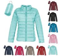 Plumas Ligeros Mujer Chaqueta de Pluma Chaqueta Cálida Y Ligera de Plumas Para Mujer Chaqueta con Puños Acolchada Corta Plegable de Invierno Y Otoño Plumifero con Cremallera