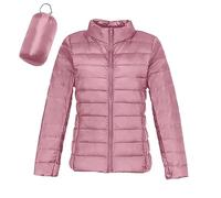 Plumas Ligeros Mujer Chaqueta de Pluma Chaqueta Cálida Y Ligera de Plumas Para Mujer Chaqueta con Puños Acolchada Corta Plegable de Invierno Y Otoño Plumifero con Cremallera