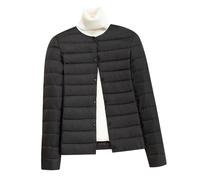 Plumas Ligeros Mujer Chaqueta Plumifero Ultraligero Mujer Abrigo Plumas Plumon Mujer Acolchado Plumífero Ultraligero Mujer Plumiferos Ligero Cazadora Plumas Mujer Puffer Down Jacket Women Negro L
