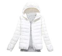 Plumas Mujer Plumiferos Ligeros Mujer con Capucha Abrigo Plumas Ultralight Plumon Chaqueta Plumifero Ligero Corto Abrigos Señora Chaquetas Invierno Cazadoras Chaquetones Casacas Tallas Grandes Blanco