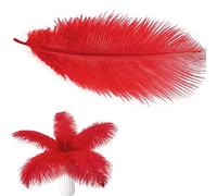Plumas Naturales de Avestruz para Decoración de Hogar Boda DIY, 20-25cm/30-35cm, Set de 10PCS (20-25CM, ROJO)