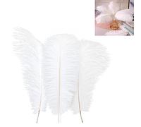 Plumas Naturales de Avestruz para Decoración de Hogar Boda DIY, 20-25cm/30-35cm, Set de 10PCS (30-35CM, BLANCO)