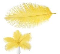 Plumas Naturales de Avestruz para Decoración de Hogar Boda DIY, 20-25cm/30-35cm, Set de 10PCS (30-35CM, AMARILLO)