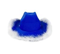 Plumas Sombrero de vaquera - Sombrero de azul novedoso sombrero de boa de plumas | Sombrero occidental de fieltro, disfraces de fiesta, accesorios de Halloween para mujeres y hombres