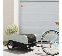 Plumbpyr Remolque de bicicleta negro y gris de hierro con carga, resistente y plegable para equipaje, carga, niño y perro, incluye bandera de seguridad, ideal para camping, ocio y vida cotidiana