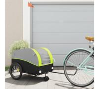 Plumbpyr Remolque de bicicleta negro y rojo de hierro, capacidad de carga, plegable y resistente para carga, equipaje, perro, niño, transporte, con bandera de seguridad y barra de tracción para ocio
