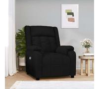 Plumbpyr Sillón de relax eléctrico de tela negra con 3 posiciones, respaldo ajustable y reposapiés, acolchado, marco de madera y metal estable para salón, dormitorio, oficina, rincón de lectura