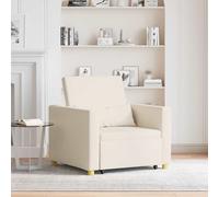Plumbpyr Sofá cama extensible individual blanco crema 90 x 165 x 87 cm tela con reposabrazos y respaldo silla tapizada para sala de estar, habitación de invitados, rincón de lectura