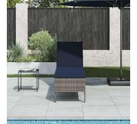 Plumbpyr Tumbona de jardín con cojín gris, 55 x 200 x 44 cm, poliratán, respaldo ajustable para relajarse al aire libre, balcón o terraza