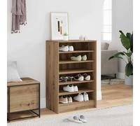 Plumbpyr Zapatero Artisan, madera de roble, 60 x 35 x 92 cm, con 6 estantes abiertos, estante para zapatos, botas, sistema de organización