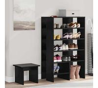 Plumbpyr Zapatero con estante, juego de 2 unidades, aspecto de roble negro, material de madera, 62 x 35 x 100 cm, zapatero para pasillo, con compartimentos para botas y zapatillas