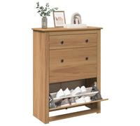 Plumbpyr Zapatero Panamá de madera maciza de pino, 80 x 35 x 105 cm, con 2 puertas abatibles y cajón, espacio de almacenamiento en el pasillo para par de zapatos
