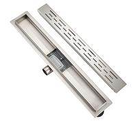Plumbsys Canaleta de Ducha acero inoxidable 50cm,H type Canal de Drenaje，de Sifón con dispositivo desodorante y filtro de pelo, Canal de Drenaje de conjunto completo