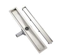 Plumbsys Canaleta de Ducha acero inoxidable 90cm,2 en 1 enlosable de doble cara，de Sifón 360° con dispositivo desodorante y filtro de pelo, Canal de Drenaje de conjunto completo