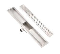 Plumbsys Canaleta de ducha de 80 cm, acero inoxidable para baño, sifón con antiolores y filtro para el pelo, canalón extraplano, drenaje rápido