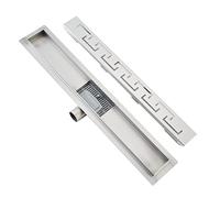 Plumbsys Canaleta de ducha de acero inoxidable, longitud 50 cm, desagüe para baño, sifón con antiolores y filtro para el pelo, canalón extraplano, drenaje rápido