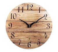 Plumeet - Reloj de pared controlado por radio, de madera sin marco de 10 pulgadas con movimiento silencioso, reloj rústico de aldea costera decorativo para dormitorio, sala de estar, solo para Reino