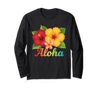 Plumeria Hawaiana Hawái Maui Kauai Hibiscus Aloha Surfer Manga Larga