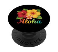 Plumeria Hawaiana Hawái Maui Kauai Hibiscus Aloha Surfer PopSockets PopGrip Adhesivo