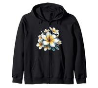 Plumeria Vintage Blanco Floral Tropical Bloom Verano Sudadera con Capucha