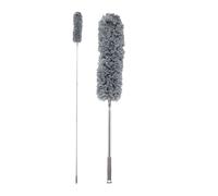 Relaxdays Extendable Feather Duster up to 2.5 m Plumero Telescópico Plano XXL Funda Lavable, Limpiador Polvo Flexible, Limpiapolvo Electrostático, 2,5 m, Gris, Poliéster