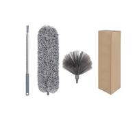 Plumero Atrapapolvo Plumero telescópico Lavable Largo Extensible de 250 cm, Cepillo de Microfibra Multifuncional, fregona for Quitar telarañas y Limpiar el Polvo.(Grey)