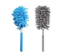 Plumero de 2 piezas, herramienta de polvo de microfibra, cepillo retráctil para limpiar mantas, telarañas, etc.