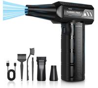 Plumero de aire comprimido, 180000 rpm, eléctrico, inalámbrico, 7500 mAh, recargable, sin escobillas, ventilador turbo ajustable de 3 engranajes para computadora, coche, exterior y casa