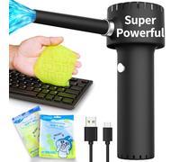 Plumero de aire inalámbrico, multiuso, eléctrico, para limpieza de teclado, reemplaza latas de gas comprimido, batería recargable de 6000 mAh, potente 40000 RPM, carga rápida de 12,6 W