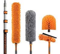 Plumero de alto alcance de 5 m a 30 m. barra de extensión, kit de limpieza para ventanas y tela de techo alto con barra telescópica, ventana de ventana y cepillo de goma