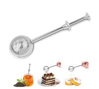 Plumero de harina para hornear, operación con una sola mano, sacudidor de azúcar en polvo de acero inoxidable, tamiz de operación con una sola mano, gran tamiz para panaderos, varita de polvo para