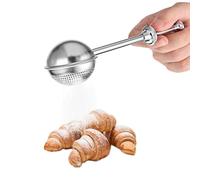 Plumero de harina, tamiz de harina de acero inoxidable para hornear, plumero de harina con una sola mano para hornear pan, pequeño sacudidor de azúcar en polvo para tamizar rápidamente pasteles y