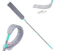 Plumero de mango largo - Herramienta de limpieza plana de 130 cm, cabezal de microfibra extensible, diseño y flexible, removedor de polvo para grietas, sofá, refrigerador, parte inferior del