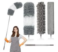 Plumero de Microfibra con Barra de extensión (Acero Inoxidable) de 762 a 250 cm Reutilizables plumeros Ligeros y Lavables para Limpiar Ventiladores de Techo techos Altos persianas Muebles Coches