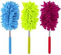 Plumero de microfibra con varilla telescópica para eliminar el polvo y las manchas en ventanas y muebles Pack de 3