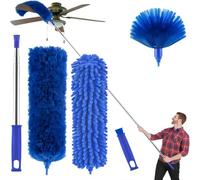 Plumero de Microfibra Kit de Limpieza de Plumas con Poste de extensión telescópico de 250 cm plumeros Reutilizables y Flexibles plumeros Ligeros Lavables para Limpiar telarañas Ventiladores de techos