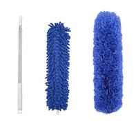 Plumero de microfibra, kit de plumero de plumas con poste de extensión telescópico de 30 a 100 pulgadas, plumeros lavables y flexibles para limpiar techos altos, persianas, muebles, coches (azul)